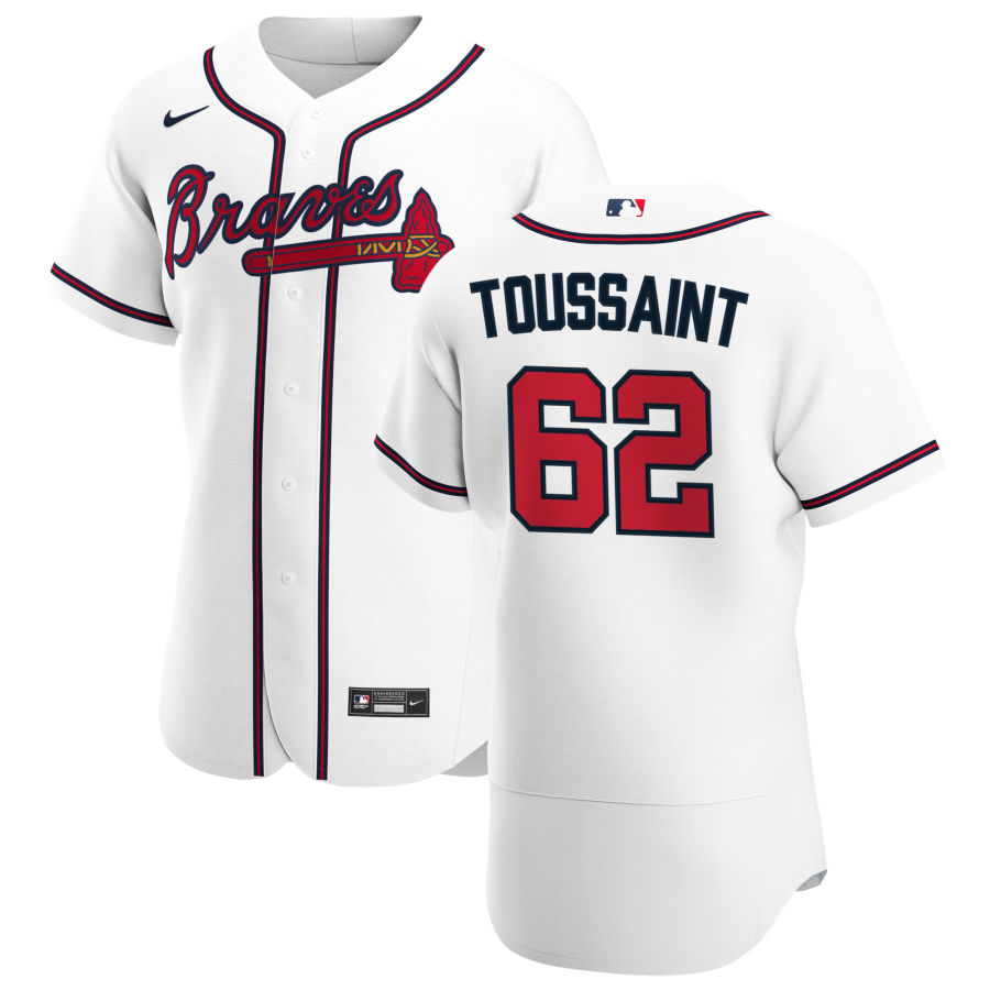 Atlanta Braves #62 Touki Toussaint Men Nike White Home 2020 Authentic Player MLB Jersey